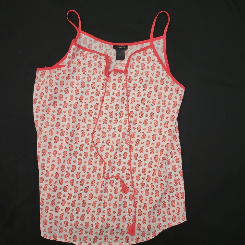 Ann Taylor women's tank top, blouse,xs, pink & white